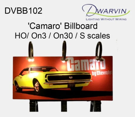 Dwarvin DVBB102-FA HO Assembled Fiber-Lit Camaro Billboard