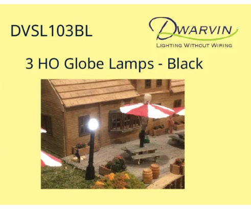 Dwarvin DVSL103BL HO Fiber-Lit Globe Lamps (Pack of 3)
