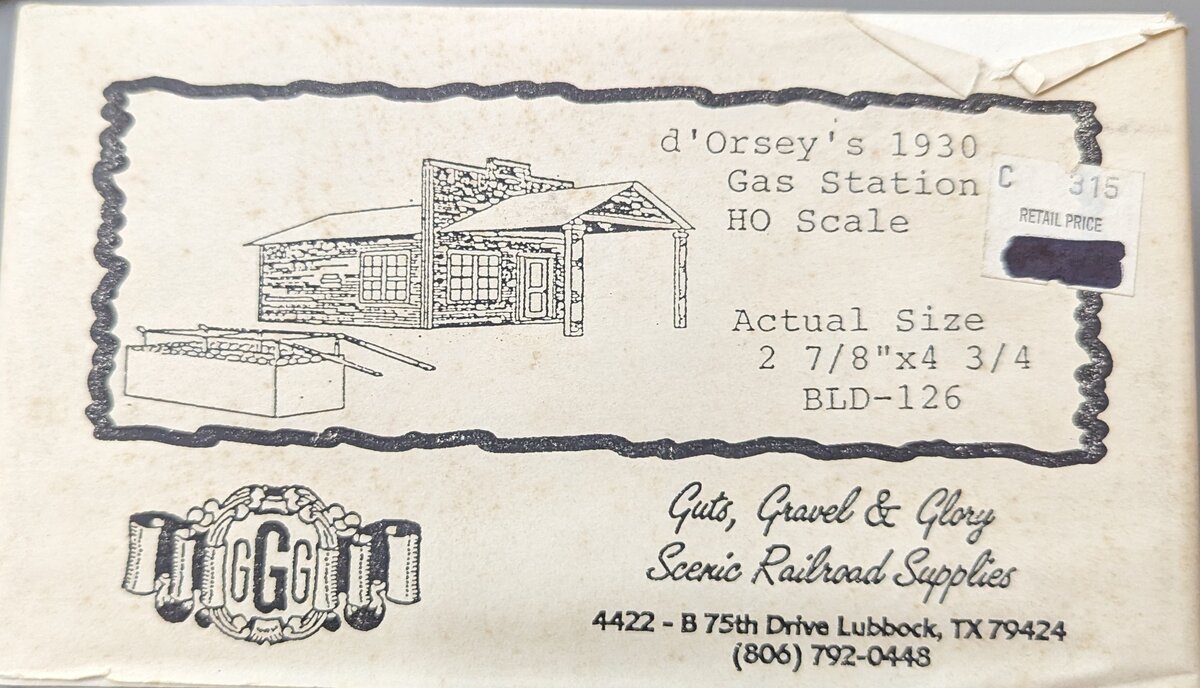 Guts, Gravel & Glory 126 HO D''''Orsey''''s 1930''''s Gas Station Building Kit