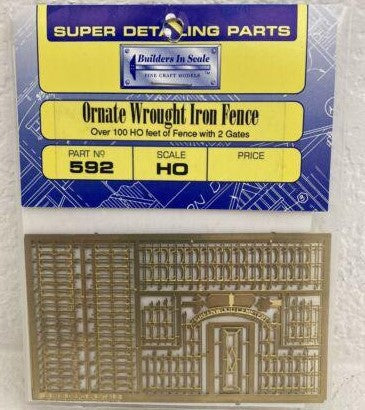 Builders-in-Scale 592 HO Ornate Wrought Iron Fence w/2 Gates