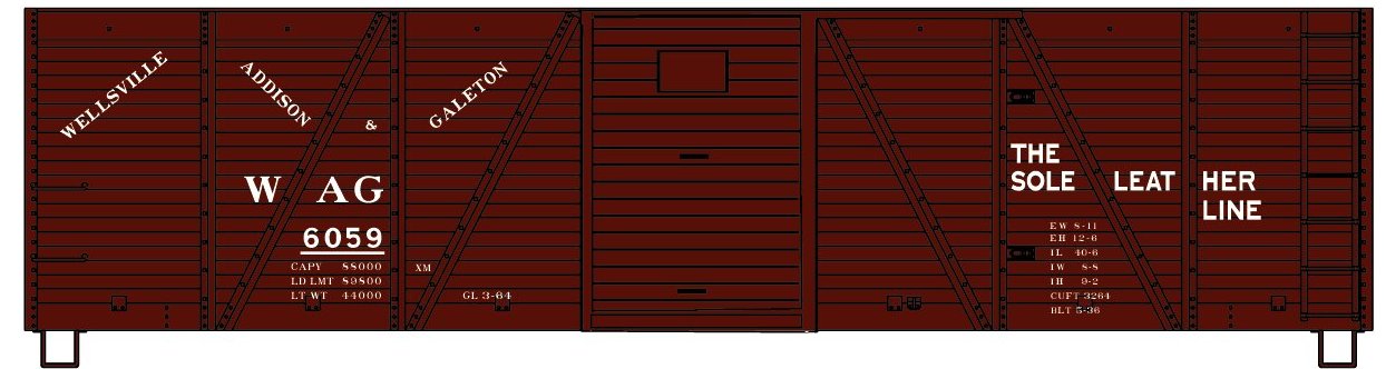 Accurail 81601 HO Wellsville Addison & Galeton 40' Single Sheath Wood Boxcar