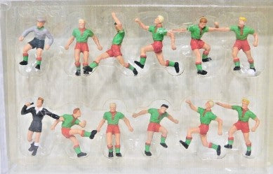 Preiser 10075 HO Green/Red Soccer Team & Referees Figures (Set of 12)