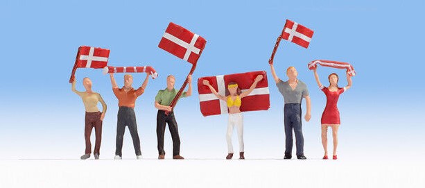 Noch 15970 HO Danish Fans with Flying Flags (Set of 6)