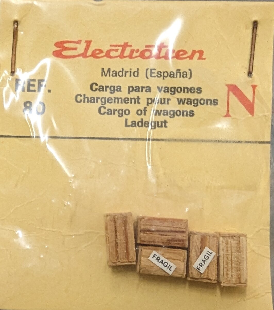 Electrotren 80 N Scale Wooden Cases of Cargo for Wagons (Pack of 5)