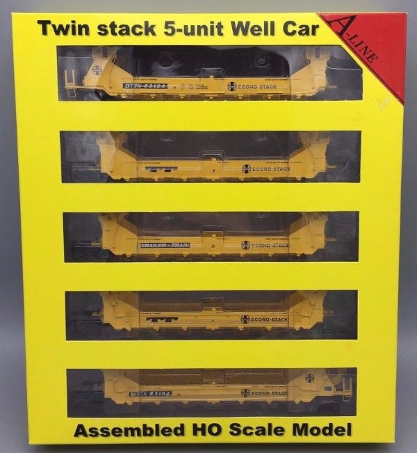 InterMountain 47610-04 HO ATSF Yellow Twin Stack Container Car #63194 (Box of 5)