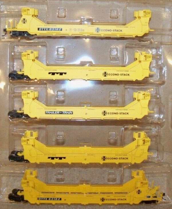 InterMountain 47610-02 HO ATSF Yellow Twin Stack Container Car #63182 (Box of 5)