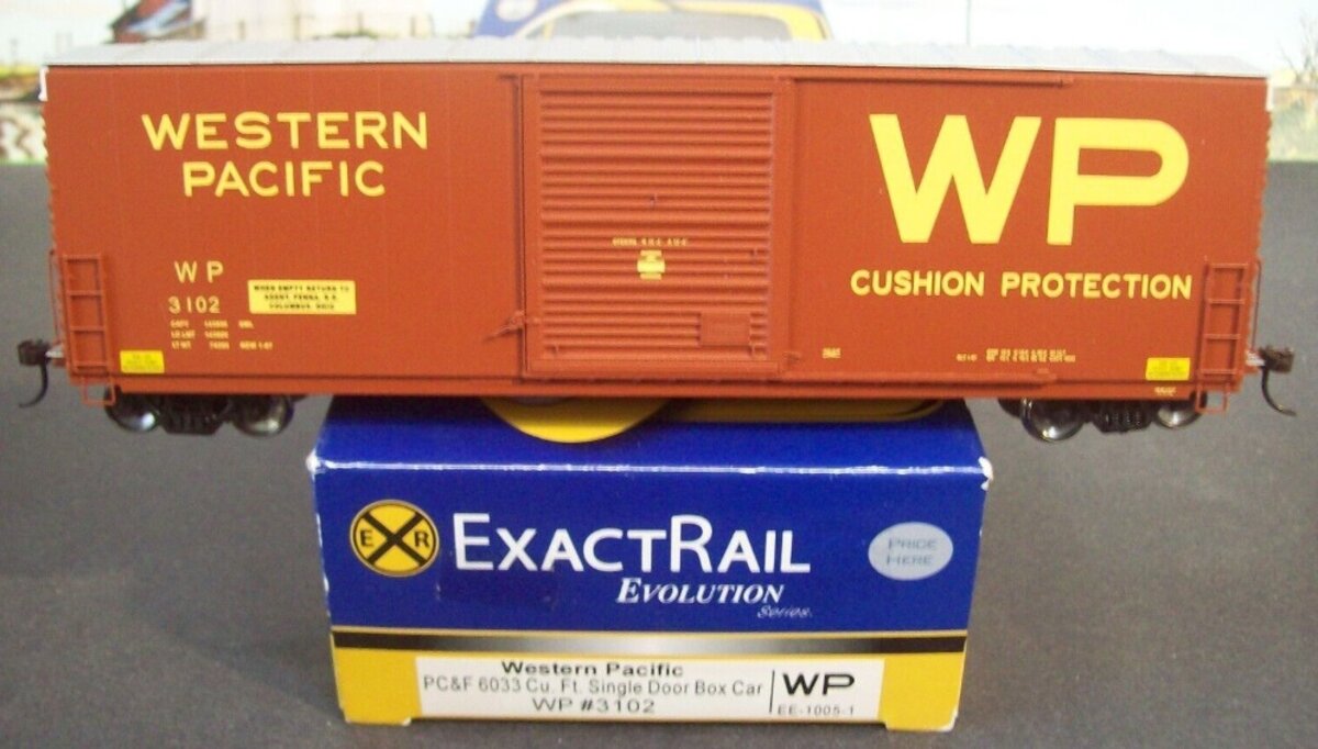 ExactRail EE-3102-5 HO Western Pacific PC&F Cu.Ft. Single Door Boxcar #3102
