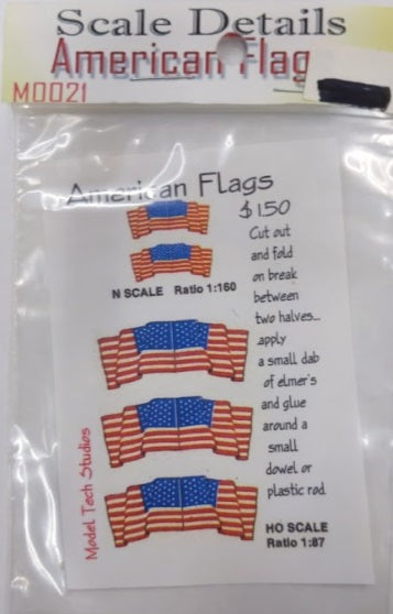 Model Tech Studios M0021 HO And N American Flag (Pack of 5)