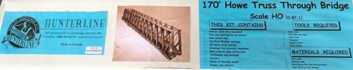 Hunterline HLHHOWE170 HO 170' Howe Truss Throught Bridge Kit