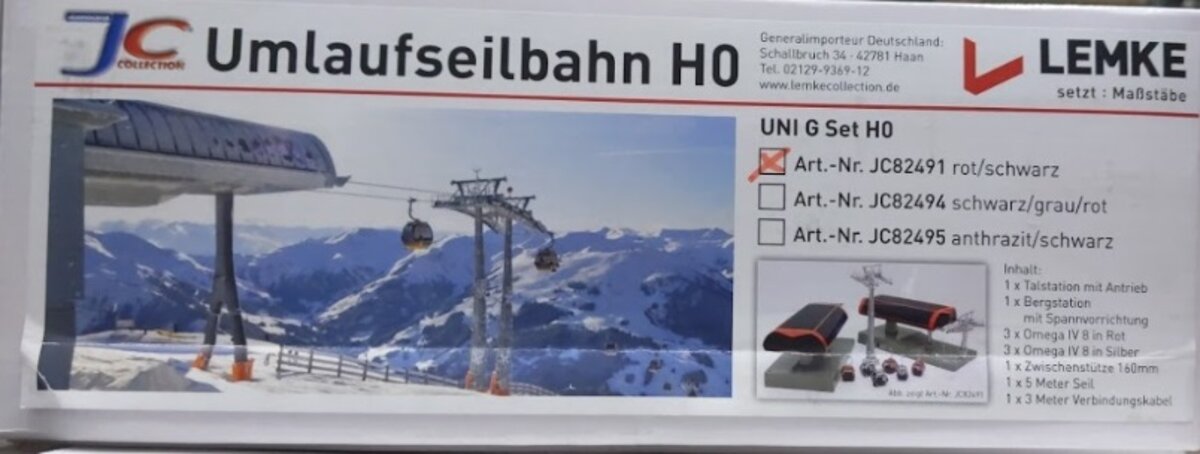 Jagerndorfer JC Collection JC82491 HO Electric Cableway W/8-Cars & 2 Stations