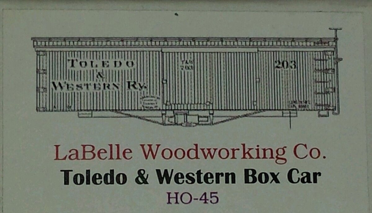 LaBelle Woodworking Co. HO-45 HO Toledo & Western 1902 Period Box Car Kit