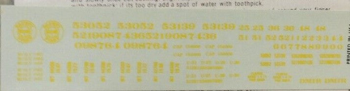 Herald King F-390 HO Maroon Flat (7-74) Yellow Lettering Decals
