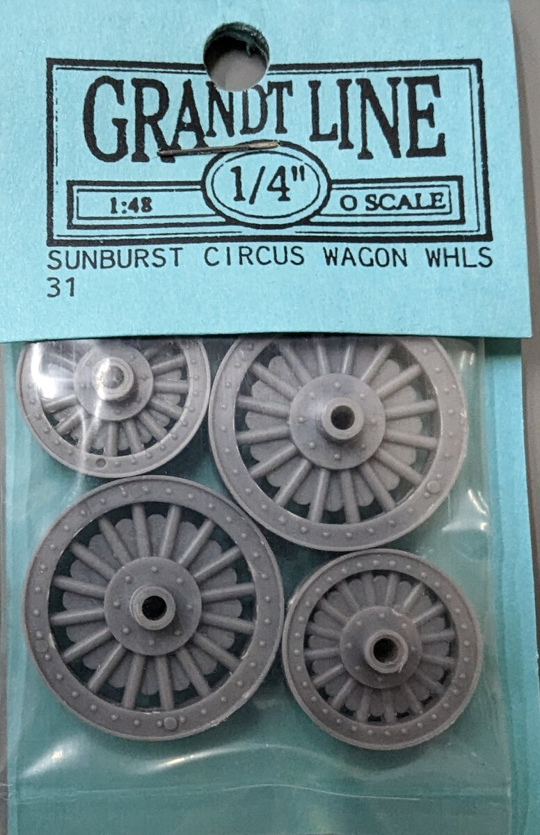Grandt Line 31 O Scale Sunburst Circus Wagon Wheels (Pack of 4)