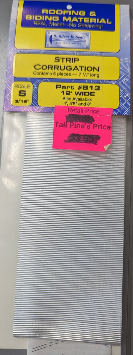 Builders-in-Scale 813 S Scale Strip Corrugation 12' Wide 7 1/2
