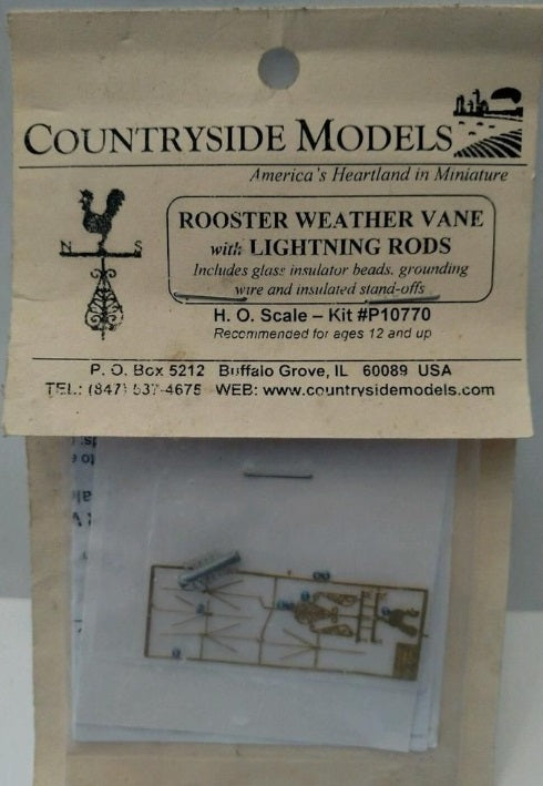 Countryside Models P10770 HO Rooster Weather Vane W/Lightning Rods Kit