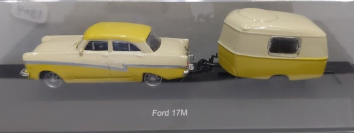 Acme 1304 1:87 Ford 17M Yellow & Cream W/Camper