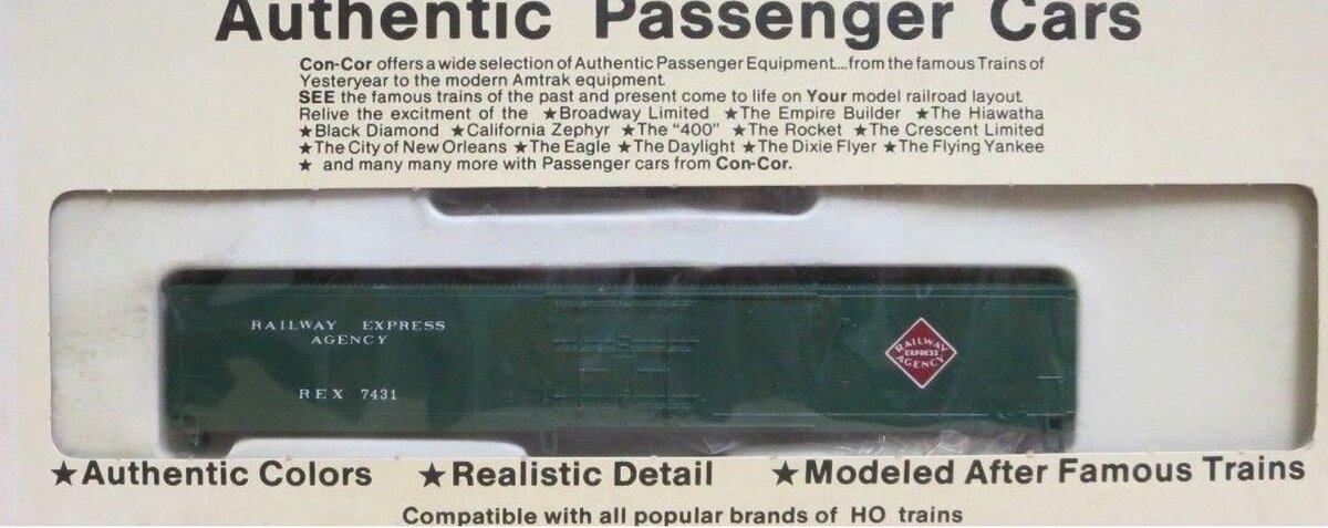 Con-Cor 0001-0872 HO Railway Express Agency # 2 60 Ft Boxcar # 7431 Kit