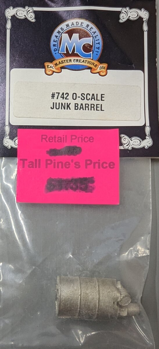 Master Creations 742 O Scale Junk Barrel