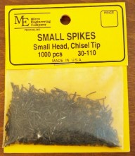 Micro Engineering 30-110 Small Spikes Small Head, Chisel Tip (Bag of 1000)