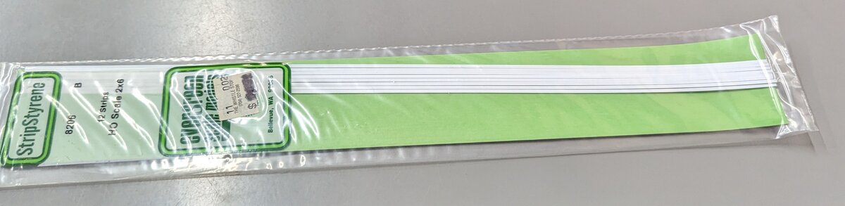 Evergreen Scale Models 8206B HO Scale 2 x 6 Strip Styrene (Pack of 12)
