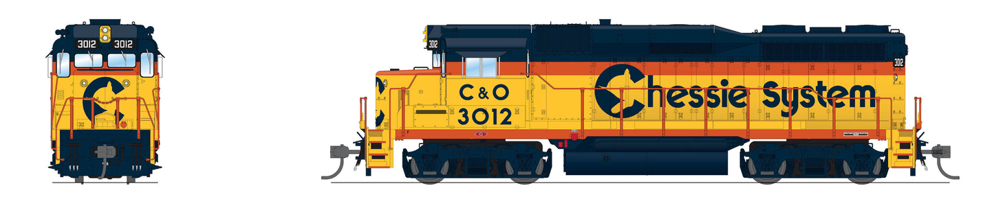 Broadway Limited 9567 HO C&O EMD GP30 Diesel Locomotive Standard DC #3012