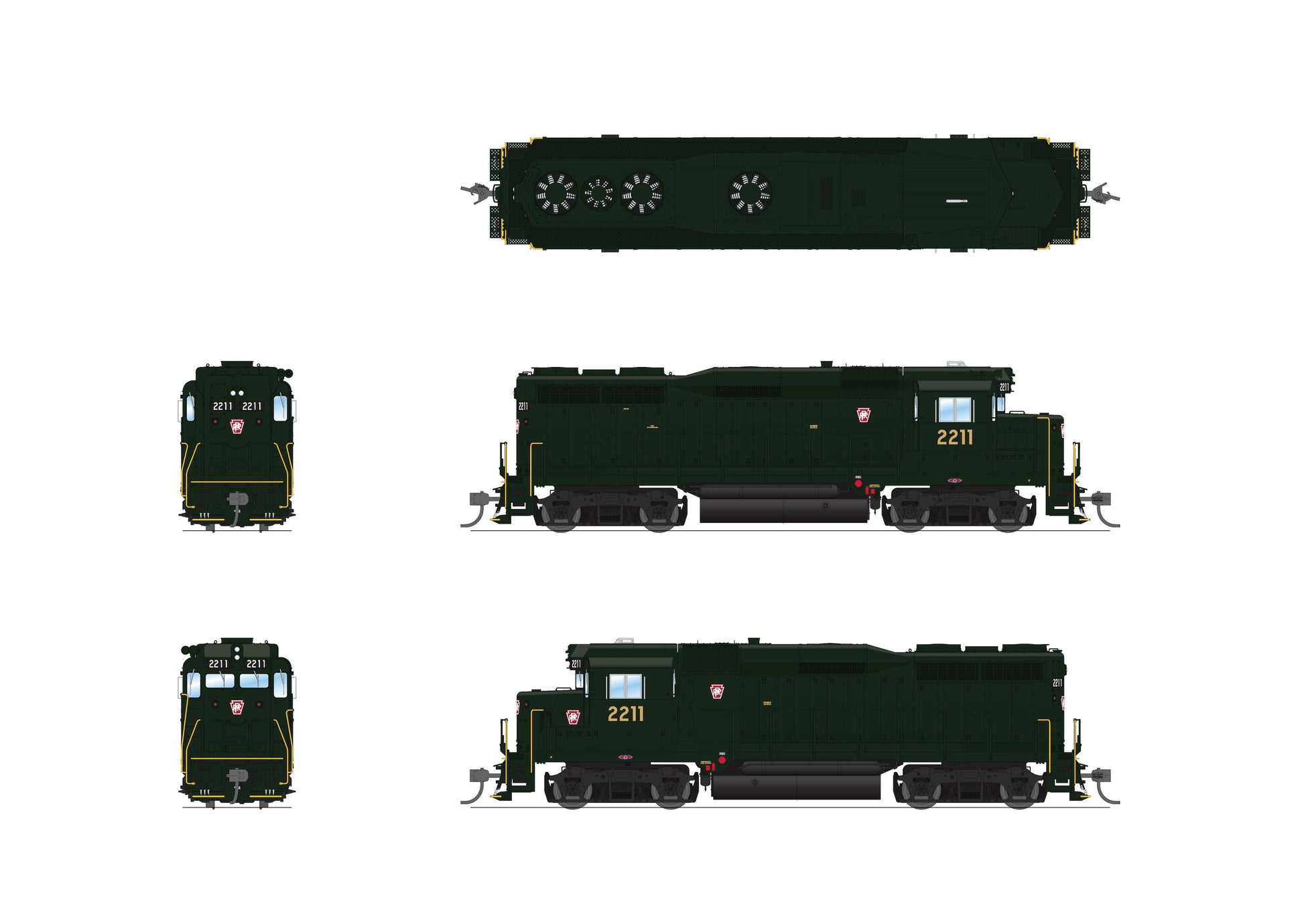 Broadway Limited 9574 HO PRR EMD GP30 Diesel Locomotive Standard DC #2211