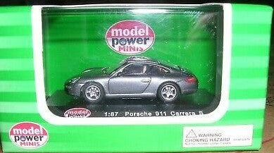 Model Power 18998 1:87 Gray Porsche 911 Carrera S Diecast Car