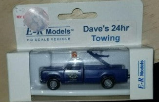 E-R Models 040-91012 HO Dark Blue Dave's 24 Hr Towing Tow Truck