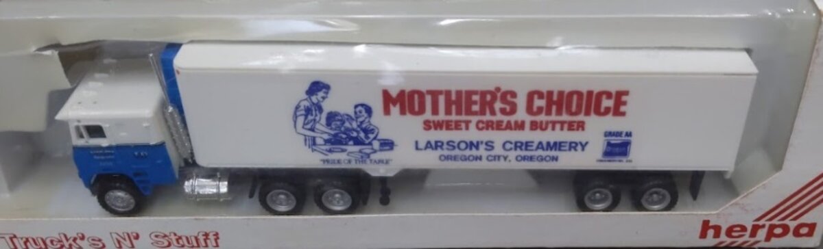 Herpa HO Truck's N' Stuff Mother's Choice Larson's Creamery Tractor W/Trailer