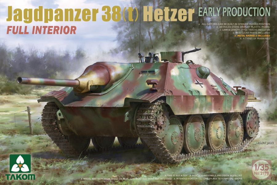 Takom 2170 1:35 Jagdpanzer 38(t) Hetzer Early Production Military Tank Model Kit