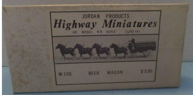 Highway Miniatures W-105 HO Beer Wagon w/Rider and Horses Kit