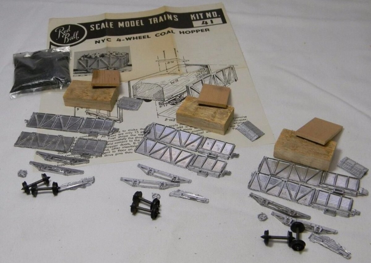 Red Ball KD-41 HO Three Old Time Coal Cars Craftsman Kit (Set of 3)