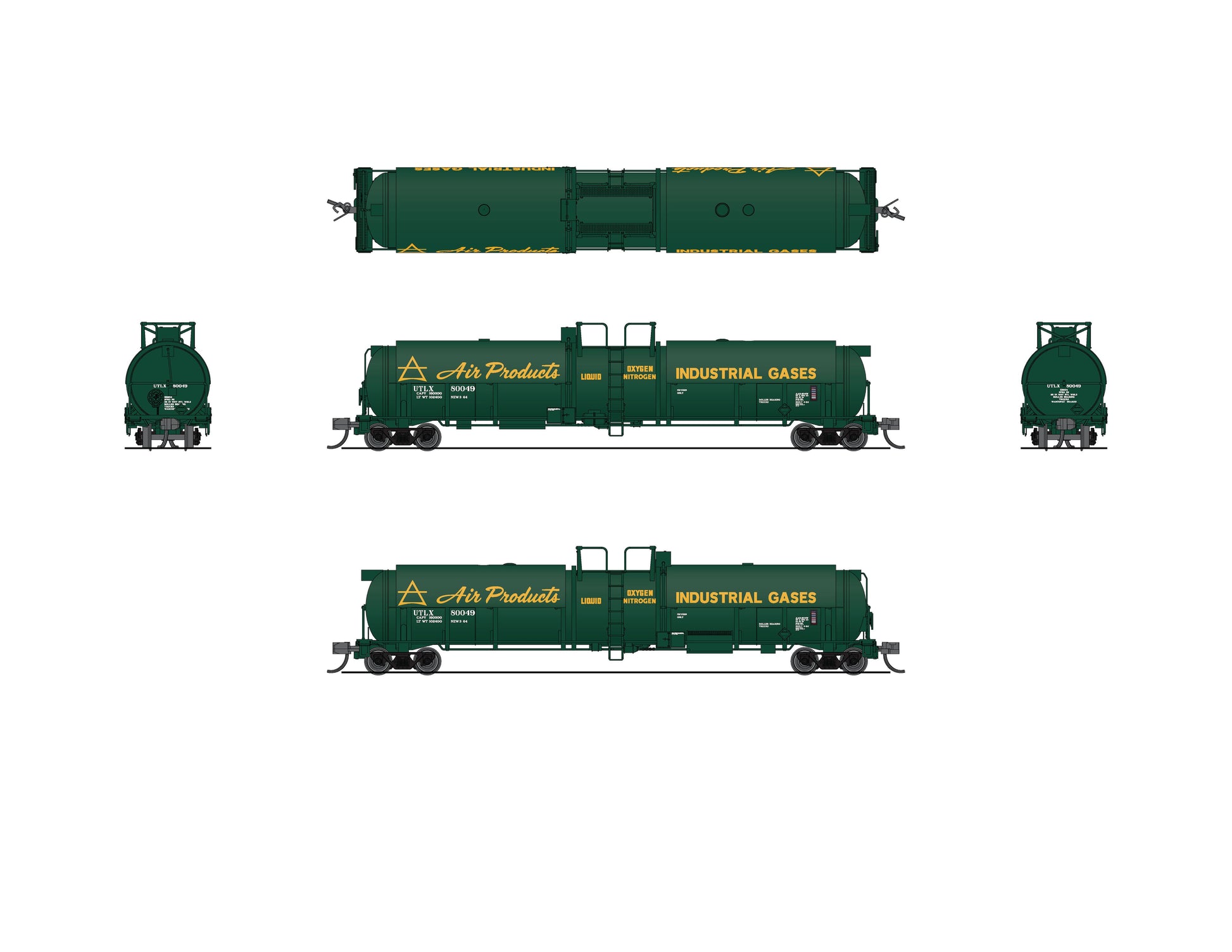Broadway Limited 8141 N Air Products Cryogenic Tank Car #80049,#80064 (Set of 2)