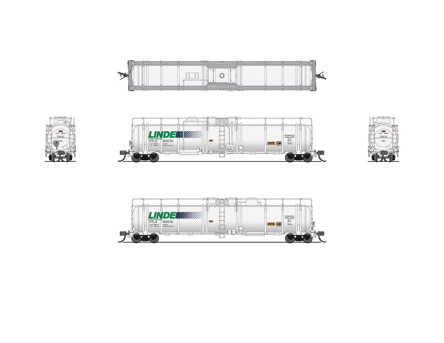 Broadway Limited 8145 N Linde Type A Cryogenic Tank Car #80010,#80011 (Set of 2)