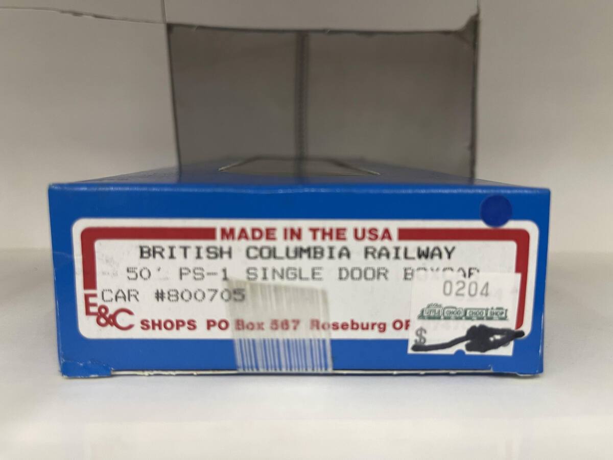 E&C Shops 0204 HO British Columbia Railway 50' Single Door Boxcar # 800705 Kit