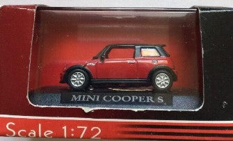 Road Signature 1:72 Die Cast Metal Collection Red/Black Top Mini Cooper S