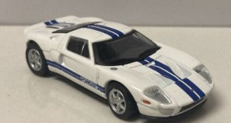 Road Signature 1:72 Die Cast Metal Collection White/Blue Stripes Ford GT