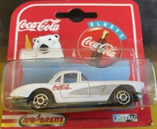 Majorette 62183 1:64 1958 Coca Cola Decorated White Corvette