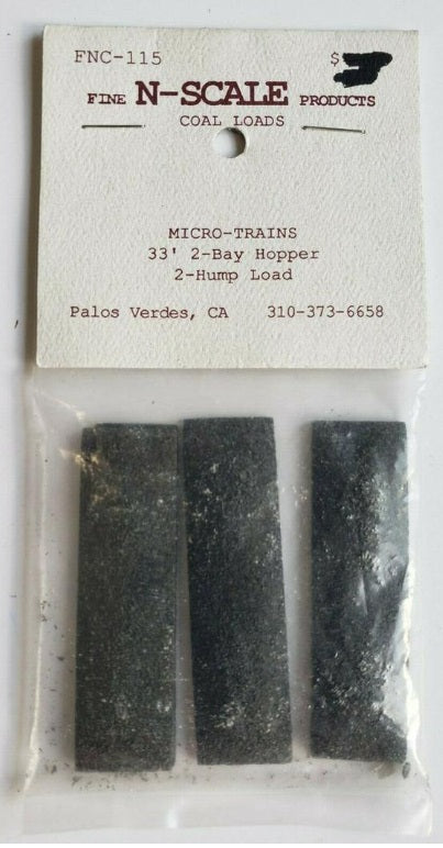 Fine N Scale Products FNC-115 N Coal Load33' 2-Bay Hopper 2-Hump Load(Pack of 3)