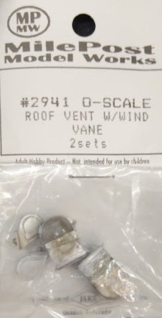 Mile Post Model Works 2941 O Roof Vent W/Wind Vane (Set of 2)