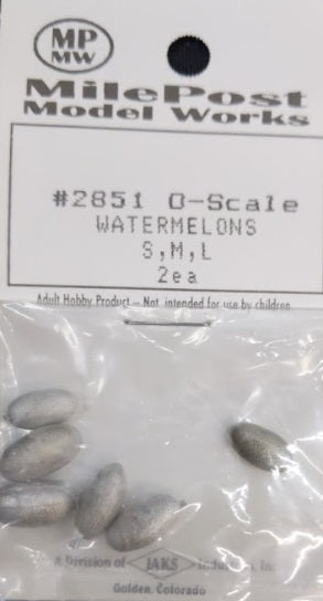 Mile Post Model Works 2851 O Unpainted Watermelons Small/Medium/Large 2 Each