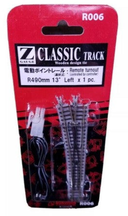 Rokuhan R006 Z Gauge Classic Track Remote Turnout R490mm 13 Left