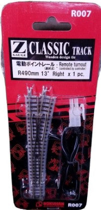 Rokuhan R007 Z Gauge Classic Track Remote Turnout R490mm 13 Right