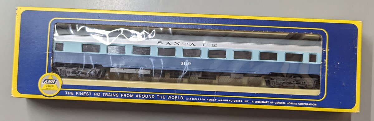 AHM 1930 HO Santa Fe 85 Ft 6404 Blue Goose Coach #3119