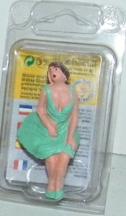 Elita Modelle 10037 G Scale Woman in Mint Green Flaired Dress w/Matching Shoes