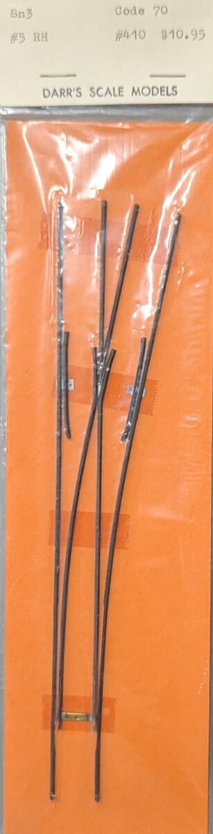 Darr's Scale Models 410 Sn3 Code 70 #5 Right Hand Switch Track