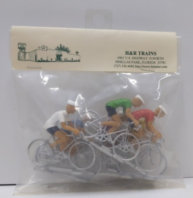 H&R Trains G Scale Man in Bicycle Painted Figures (Bag of 6)