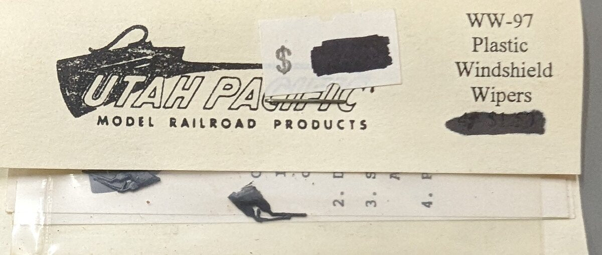Tomar Industries WW-97 HO Utah Pacific Model Railroad Plastic Windshield Wipers