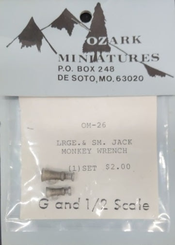 Ozark Miniatures OM-26 G And 1/2 Scale Large & Small Jack Monkey Wrench