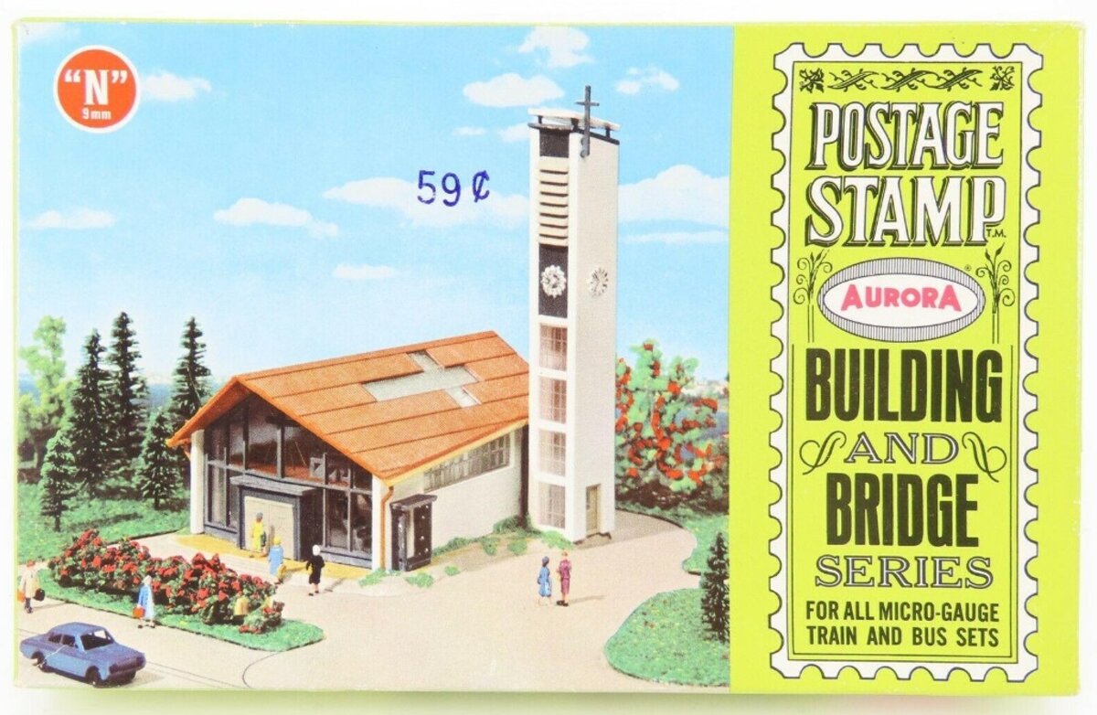 Aurora 4162 N Modern Church Postage Stamp Building & Bridge Series Kit